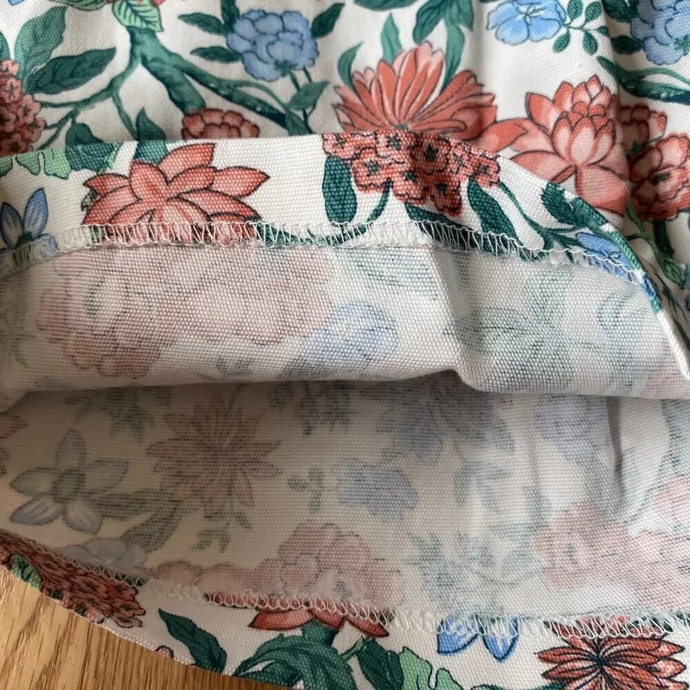 Janie and Jack Floral Side Zip Adjustable Waistband Shorts White 12